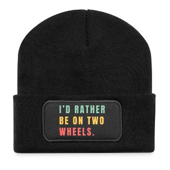 Lieber auf zwei Rädern - Recycelte Patch Beanie - Schwarz - Vorne