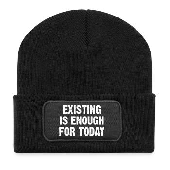 Existing Is Enough For Today - Recycelte Patch Beanie - Schwarz - Vorne