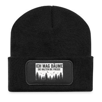 Lustiger Spruch Bäume Wald Ruhe Statement - Recycelte Patch Beanie - Schwarz - Vorne