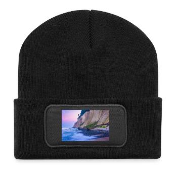 La côte de craie sur l’île de Rügen le soir - Beanie recyclé à patch - noir - Devant
