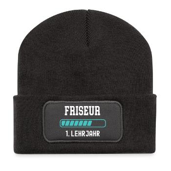 Friseur Ausbildung 1 Lehrjahr 1. Ausbildungsjahr - Recycelte Patch Beanie - Dunkelgrau - Vorne