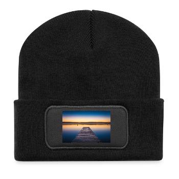 Jetty by the lake at dawn - Recycled Patch Beanie - black - Front