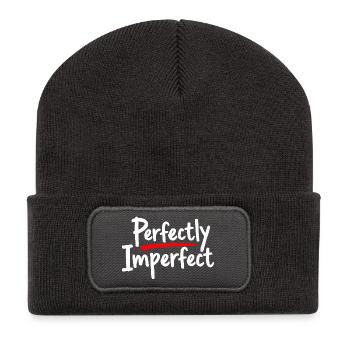 Perfectly Imperfect Statement for Self-Love - Recycled Patch Beanie - dark grey - Front