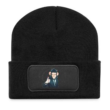 MONKEY - Recycelte Patch Beanie - Schwarz - Vorne