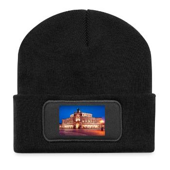 Dresden Semperoper in the evening light - Recycled Patch Beanie - black - Front