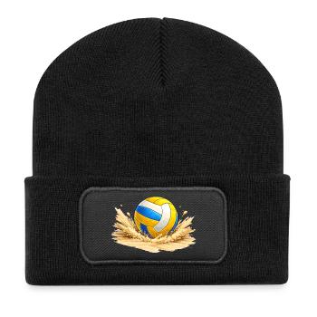 Volley-ball dans le sable sur la plage - Beanie recyclé à patch - noir - Devant