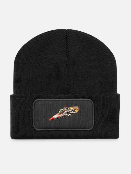Starfighter / Raumschiff Logo - Recycelte Patch Beanie - Schwarz
