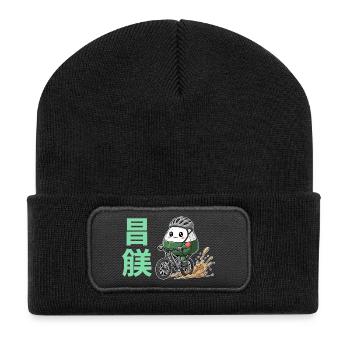 Kawaii Onigiri Radfahrer-Schlammspritzer - Recycelte Patch Beanie - Schwarz - Vorne