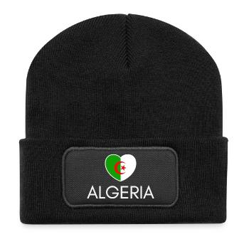 Heart with Algeria flag, I love Algeria - Recycled Patch Beanie - black - Front