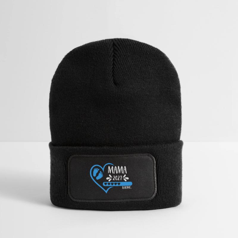 Mama 2027 loading Herz Version Junge blau Recycelte Patch Beanie