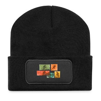Bike Collage: Strength and Rhythm - Recycled Patch Beanie - black - Front
