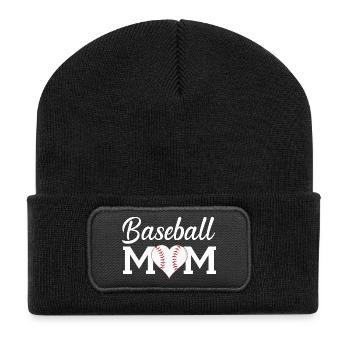 Baseball-Mama-Spieltags-Shirt Muttertagsgeschenk - Recycelte Patch Beanie - Schwarz - Vorne