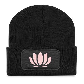Fleurs de lotus, fleurs de lotus, yoga de la fleur en fleurs pastel - Beanie recyclé à patch - noir - Devant