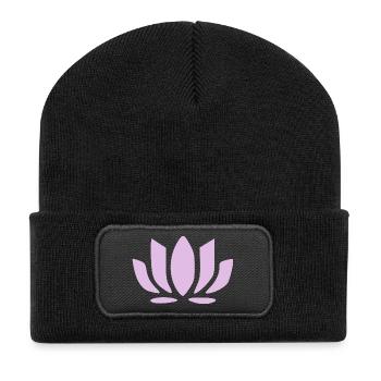 Fleurs de lotus, fleurs de lotus, yoga de la fleur en fleurs pastel - Beanie recyclé à patch - noir - Devant