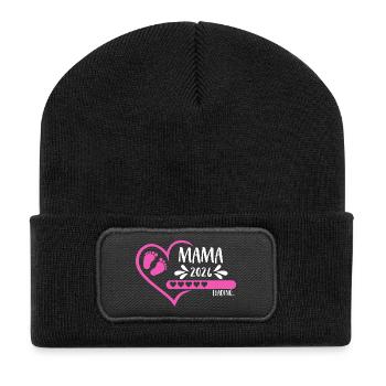 Mama 2026 loading Herz Version Mädchen pink rosa - Recycelte Patch Beanie - Schwarz - Vorne