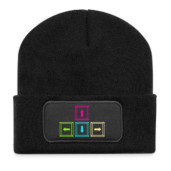 Zocken Computerspieler Zocker Gaming Gamer - Recycelte Patch Beanie - Schwarz - Vorne