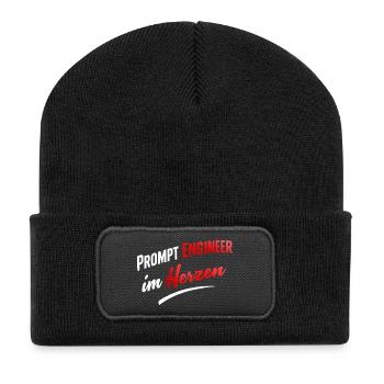 Prompt Engineer im Herzen  - Recycelte Patch Beanie - Schwarz - Vorne