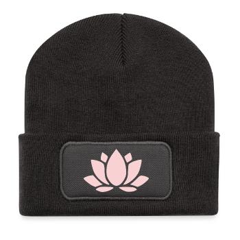 Fleur de lotus Fleur de lotus Fleur pastel Fleurs de nénuphar Fleurs - Beanie recyclé à patch - charbon - Devant