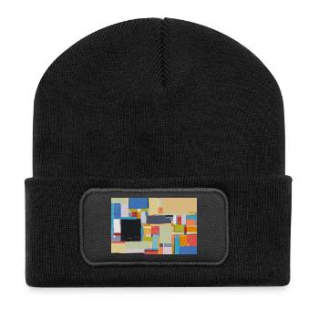 Boulevard auf dem Gehweg - Recycelte Patch Beanie - Schwarz - Vorne