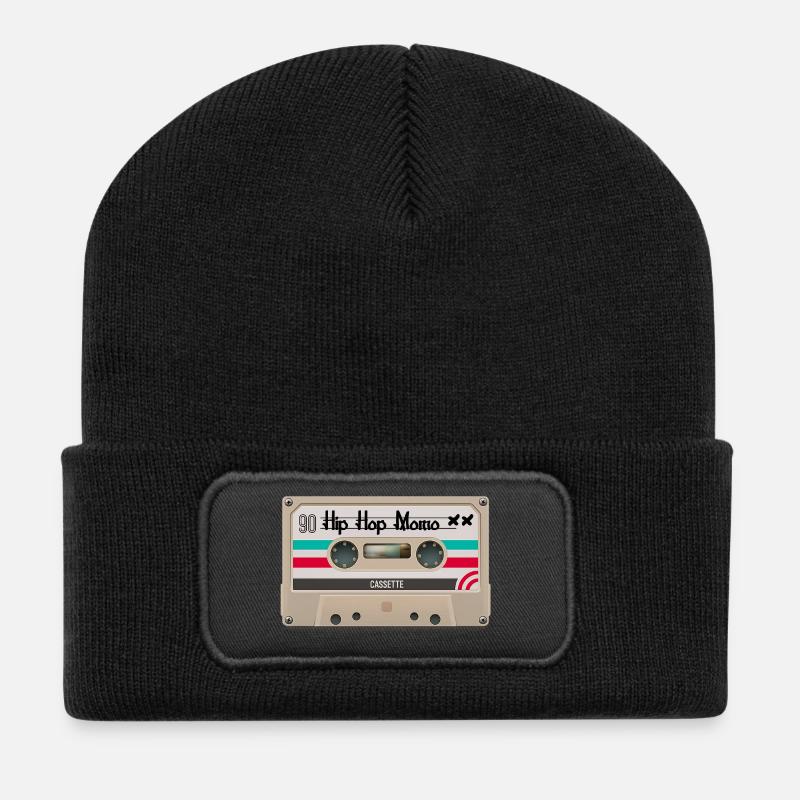 Cassette Hip Hop 90s Vibe - Beanie recyclé à patch - noir