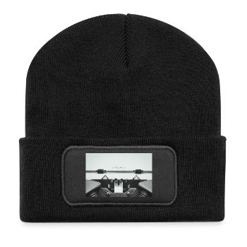 Création de votre histoire : design de machine à écrire vintage - Beanie recyclé à patch - noir - Devant