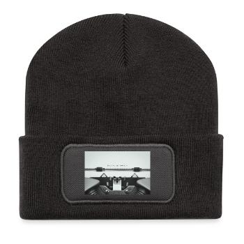 Every Story Begins Somewhere Typewriter Design - Recycled Patch Beanie - dark grey - Front