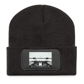 Just Write Vintage Typewriter Design - Recycled Patch Beanie - dark grey - Front