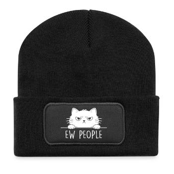 Beurk, les gens, amoureux des chats, humour félin, antisocial. - Beanie recyclé à patch - noir - Devant
