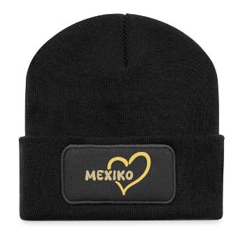 Geschenk für Mexiko - Recycelte Patch Beanie - Schwarz - Vorne