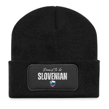 Fier Slovène, fabriqué en Slovénie - Beanie recyclé à patch - noir - Devant