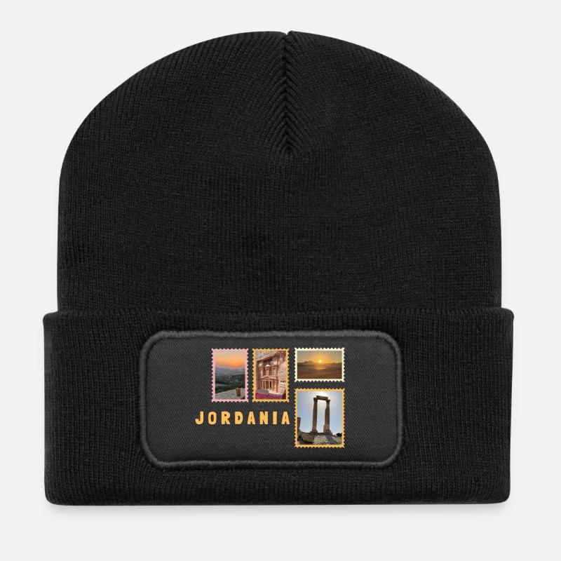Jordanien Collage - Recycelte Patch Beanie - Schwarz