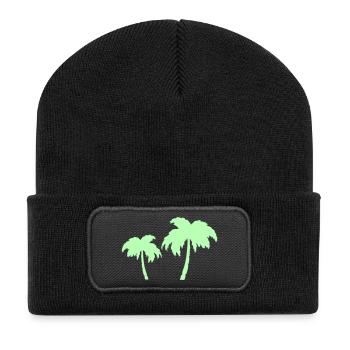 Tropical Palm Trees Silhouettes Duo - Recycled Patch Beanie - black - Front