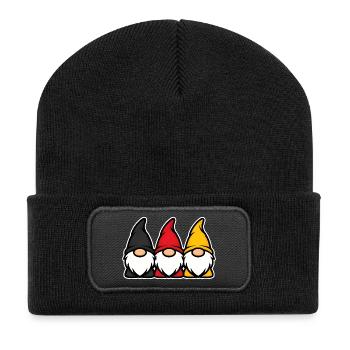 Trio des nains de jardin allemands Noir Rouge Or - Beanie recyclé à patch - noir - Devant