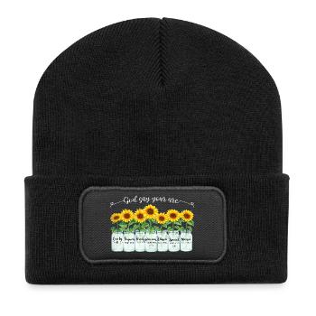Jésus chrétien inspirant de tournesols - Beanie recyclé à patch - noir - Devant