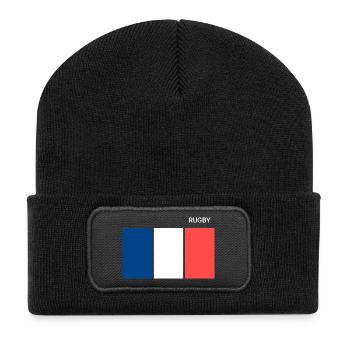 Rugby Drapeau Français - Beanie recyclé à patch - noir - Devant