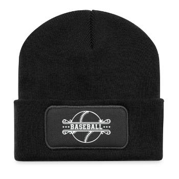 Baseball Ornament Frame Emblem - Recycled Patch Beanie - black - Front