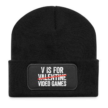 Valentine Gaming Typography - Recycled Patch Beanie - black - Front