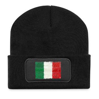 Drapeau italien griffonné - Beanie recyclé à patch - noir - Devant