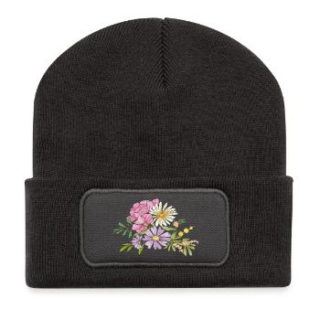Blumenstrauß  - Recycelte Patch Beanie - Dunkelgrau - Vorne