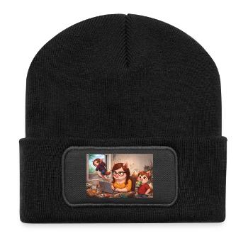 Porcs et filles en chaos numérique - Beanie recyclé à patch - noir - Devant