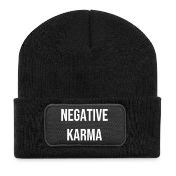 Negative Karma T-Shirt Geschenkidee - Recycelte Patch Beanie - Schwarz - Vorne