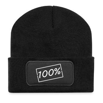 100% Fokus Grafik - Recycelte Patch Beanie - Schwarz - Vorne