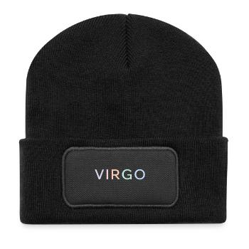 Pastel Virgo Gradient-Schriftart - Recycelte Patch Beanie - Schwarz - Vorne