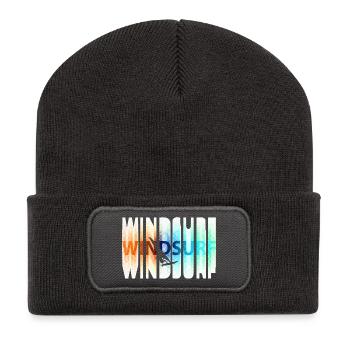 Schriftzug_bunt_windsurfen - Beanie recyclé à patch - charbon - Devant