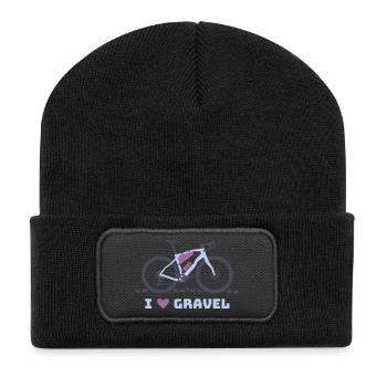 I Love Gravel Fahrrad - Recycelte Patch Beanie - Schwarz - Vorne