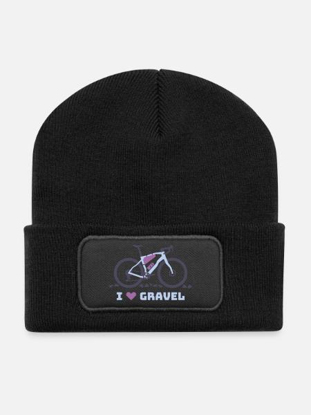 I Love Gravel Fahrrad - Recycelte Patch Beanie - Schwarz
