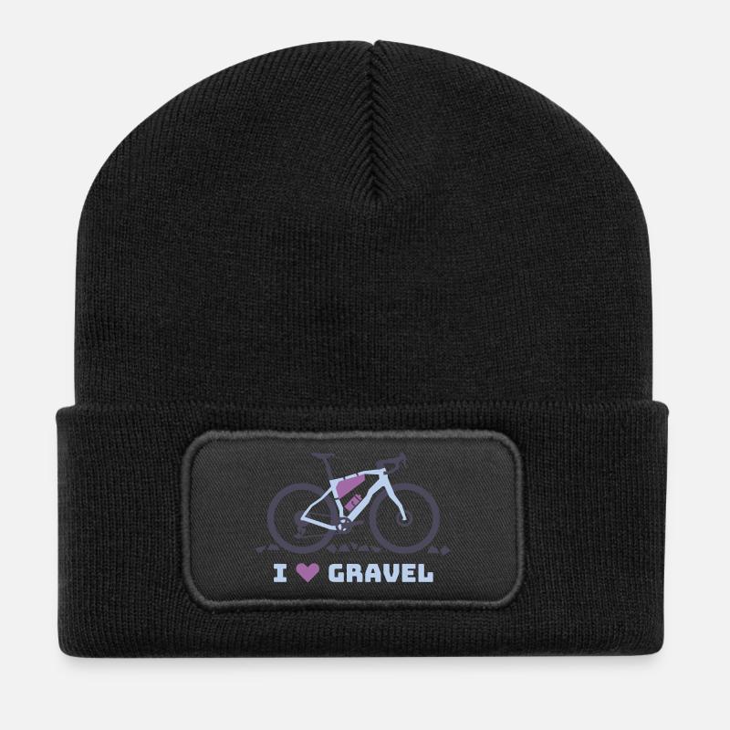 I Love Gravel Fahrrad - Recycelte Patch Beanie - Schwarz