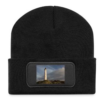 Lighthouse Lingvig Fyr Ringkøbing Denmark - Recycled Patch Beanie - black - Front
