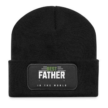 Bester Vater der Welt - Recycelte Patch Beanie - Schwarz - Vorne