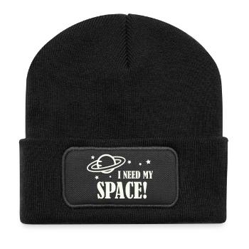 Ich brauche meinen Weltraum! - Recycelte Patch Beanie - Schwarz - Vorne
